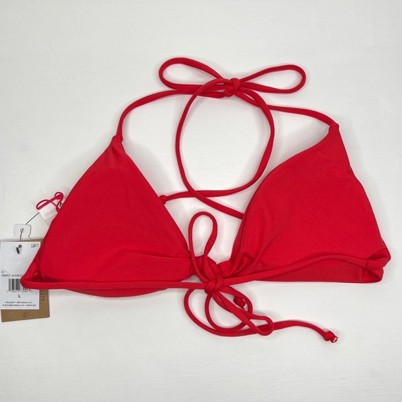 Volcom Simply Seamless Triangle Bikini Top Red - Picture 5 of 10